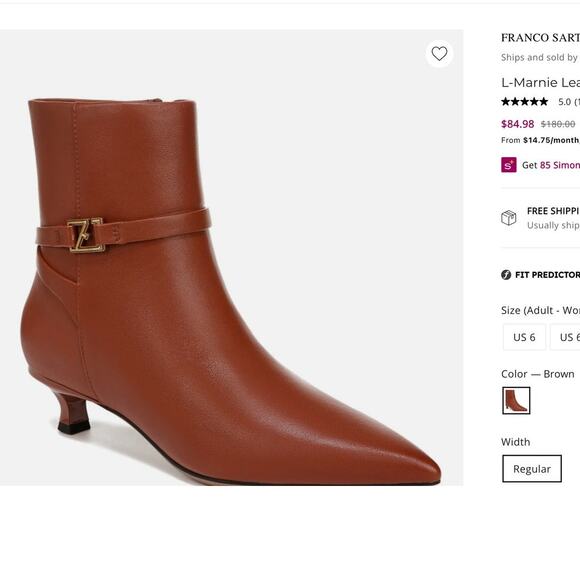 Franco Sarto L-Marnie Brown Leather Booties - US 7.5 - Picture 9 of 9